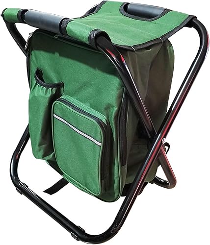 Miniatura 2 de Folding Backpack Stool, Heavy Duty Cloth with Cooler Bag, Lightweight Portable - X - Bracket, Convenient Side Pocket, Ideal for Camping and Fishing