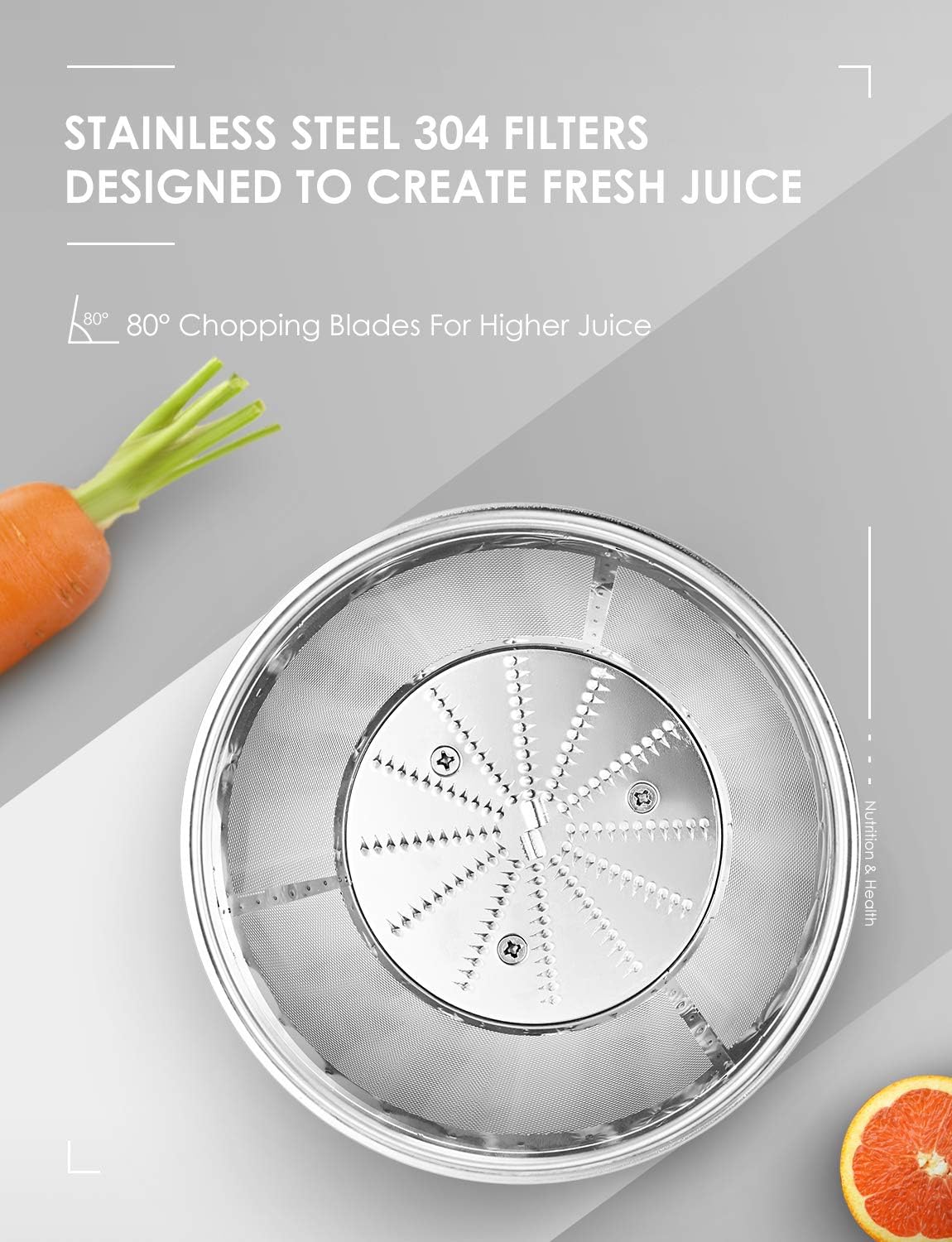 Juicer, Juicer Machine Whole Fruit Juicer High Speed for Fruit and Vegetable 3 Speed Setting, Stainless Steel Centrifugal Juicer with Cleaning Brush, 400W, Silver