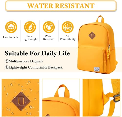Miniatura 3 de VASCHY Mochila escolar, mochila ultraligera para hombres y mujeres, mochila para niños, adolescentes, niños y niñas, Amarillo, Mochilas Daypack