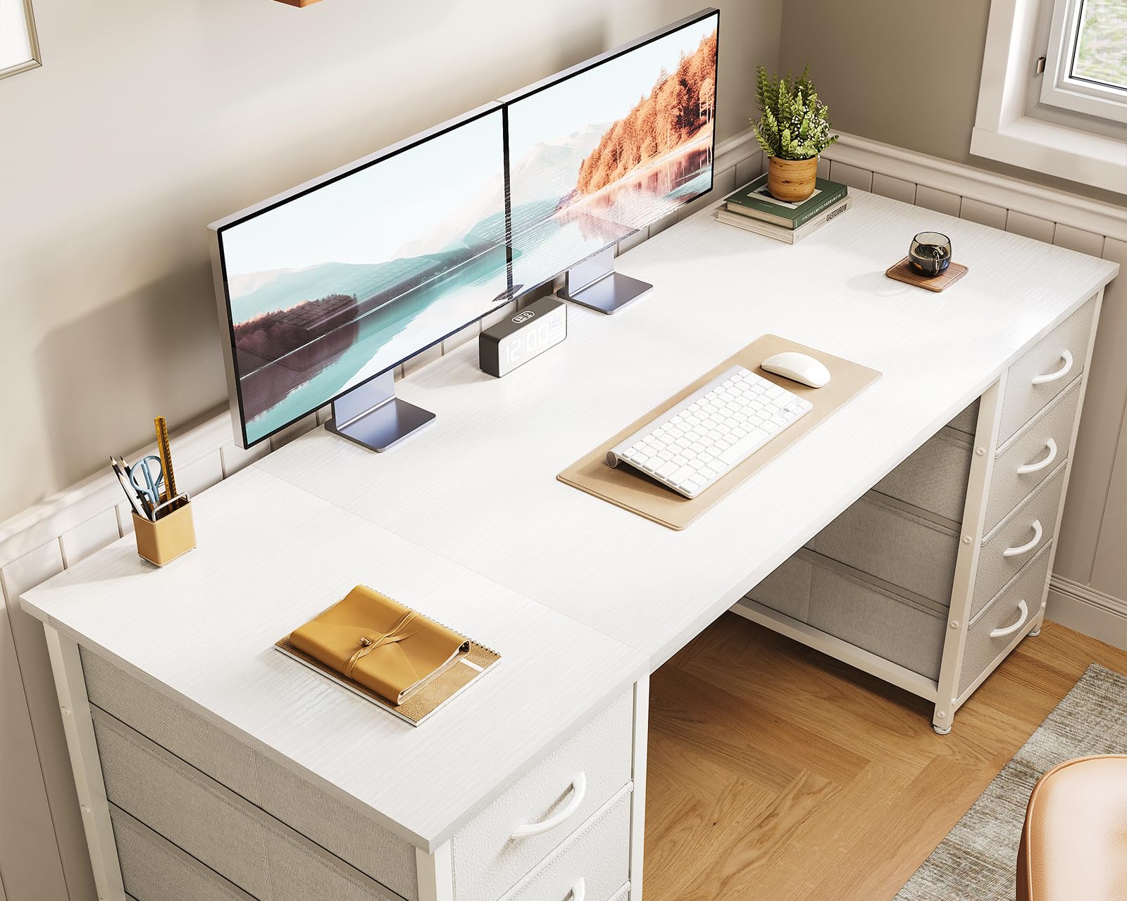 Amazon | AODK パソコンデスク pcデスク 引き出8杯付き 幅140cm デスク