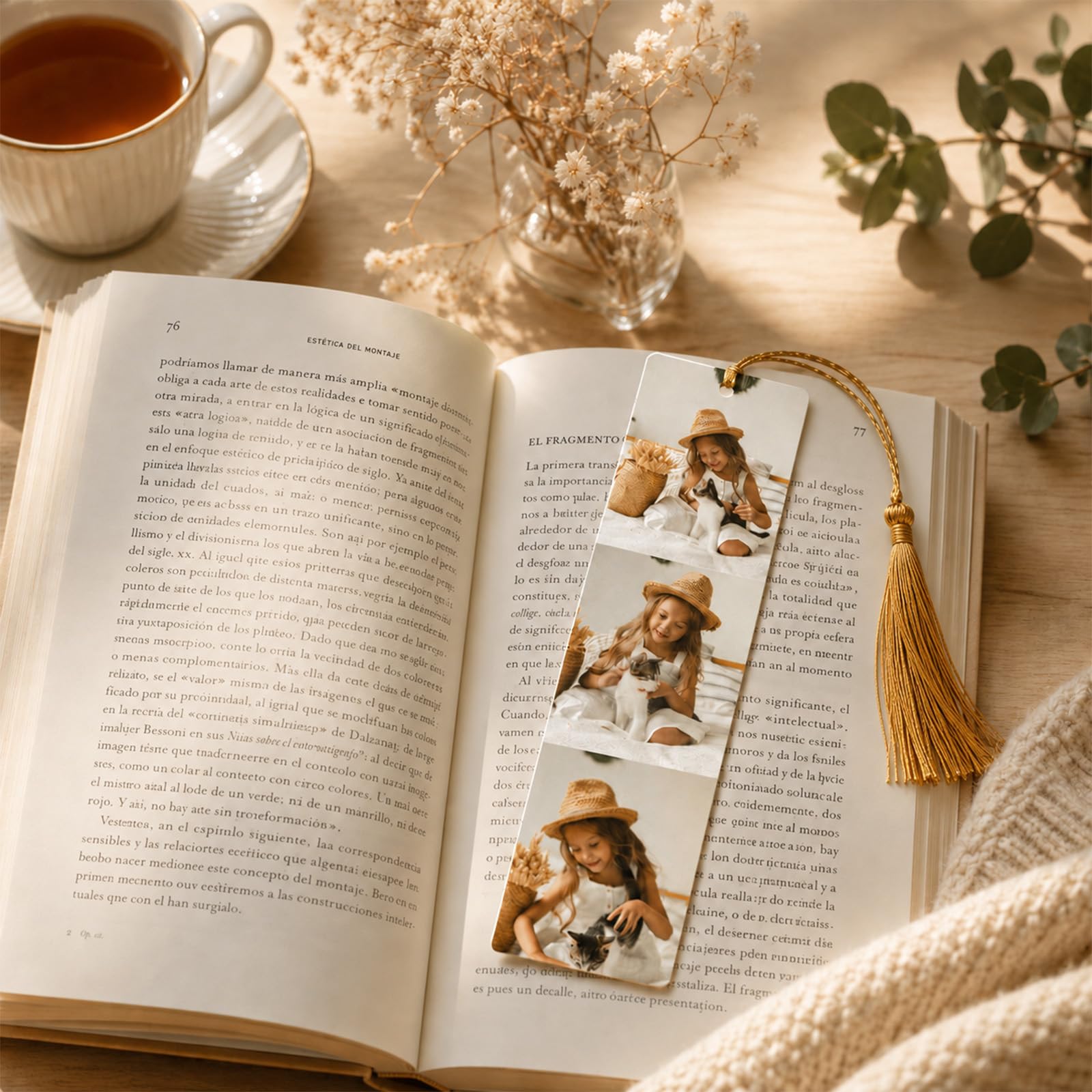 Marcapáginas Personalizado con Foto y Texto, Punto de Lectura de Metal, Marcador de Libros de Aluminio, Regalo para Mamá Papá Profesores Lectores