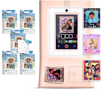 HP Sprocket Photo Booth Machine Instant Color Photo Printer (Pink) Paper Bundle + Zink 3.5 x 4.25” Zink Sticky-Backed Photo Paper (510 Sheets)