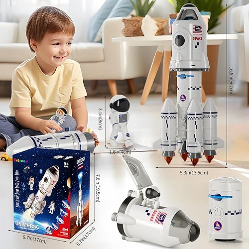 Miniatura 7 de Doloowee Transbordador espacial Juguetes de cohete para niños de 3, 4, 5, 6, 7, 8, 9 años - Juego de juguetes espaciales STEM - Juguetes educativos