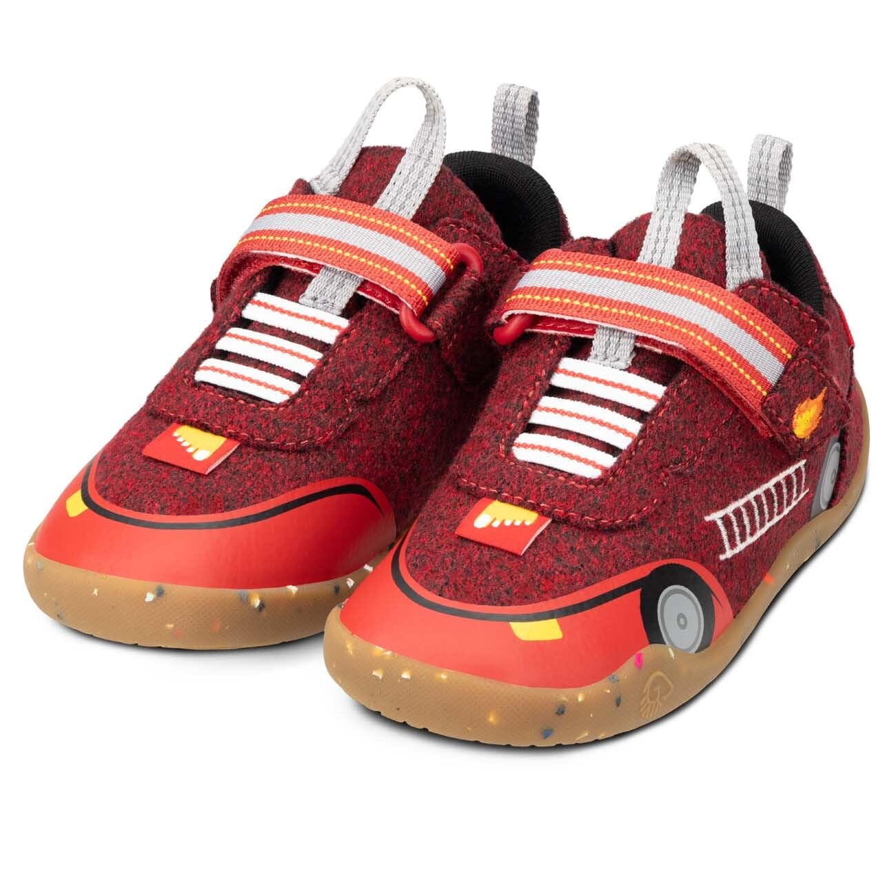 Giesswein Wooly Steps Barfußschuh mit Motiv - Kinder Barfußschuh Merino | Atmungsaktiv, flexible Zero-Drop Sohle, rutschfest & waschbar – leichte Merino Kinderschuhe mit Motiv