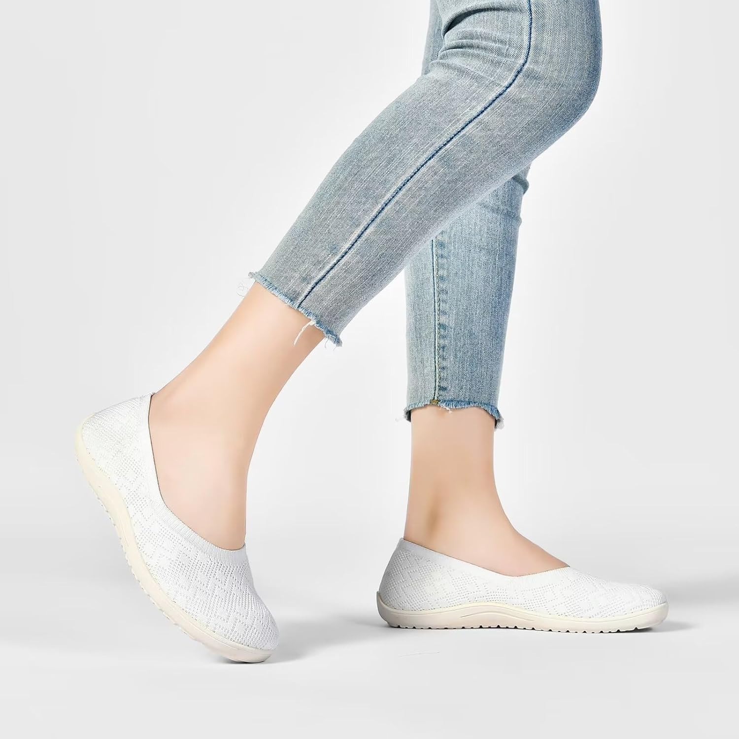 Women's Wide Toe Box Flats Shoes Knit Ballet Flat Slip-on Dress Walking Comfort Shoes - Image 2