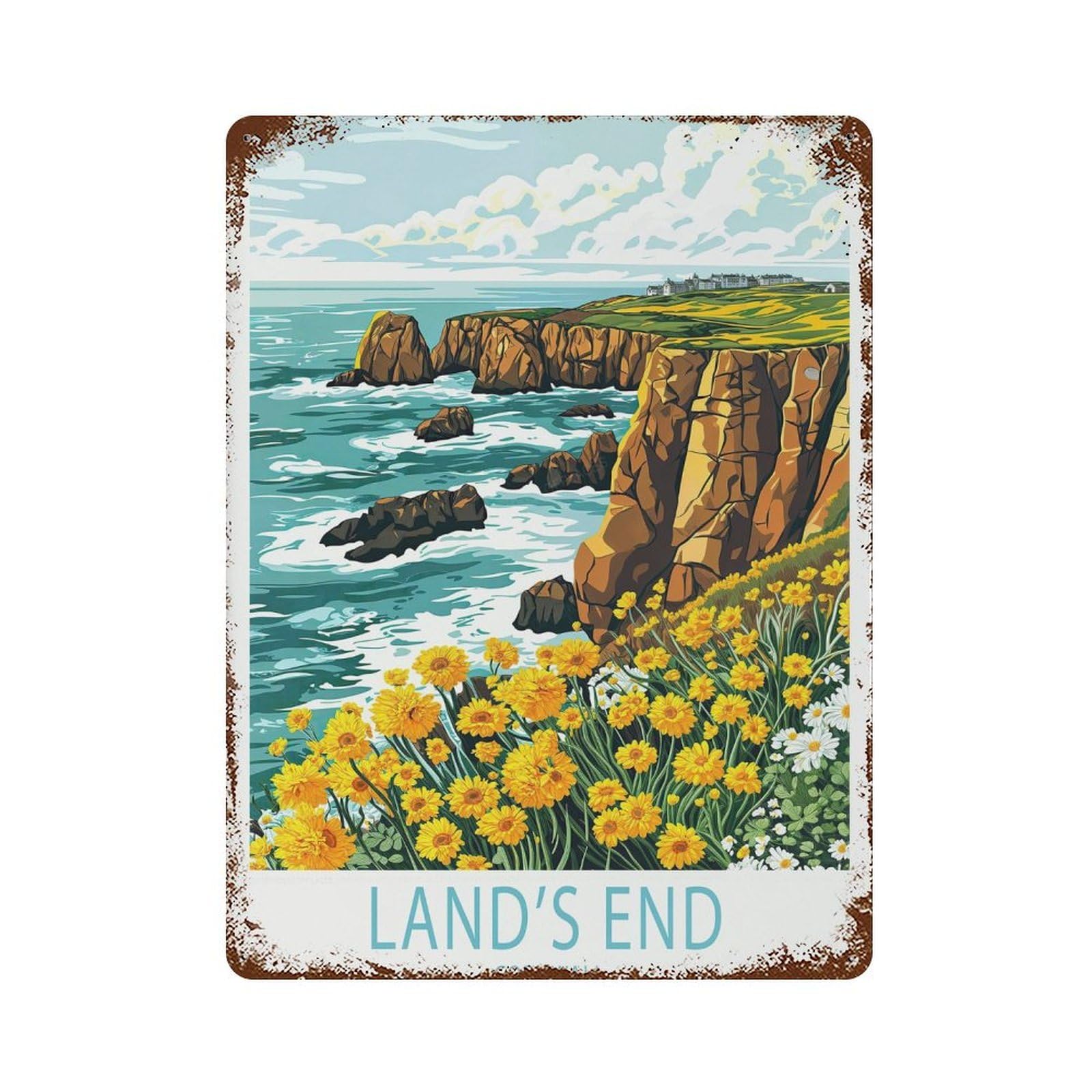xiaoxiaoshen Land's End Corn Travel England Personalised Gif (2) Wall Decor Art Metal Tin Poster Modern Home Decor Art Home Bar Shop Decorations Vintage Sign 40x30cm