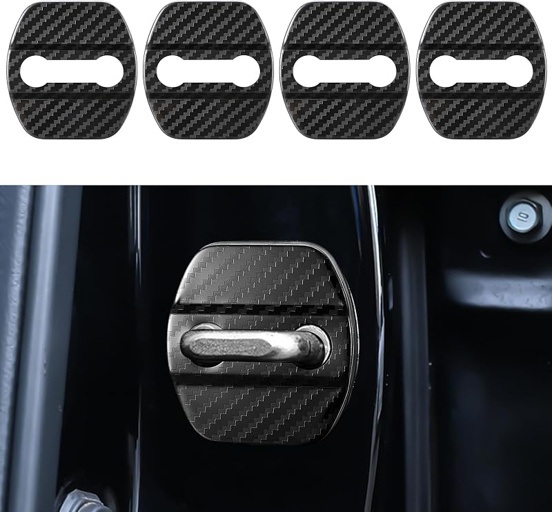 TOMALL Kit com 4 Protetores de Trava da Porta em Aço Inoxidável com Acabamento Fibra de Carbono para Nissan