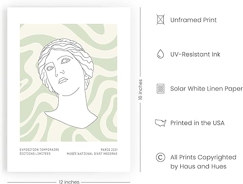 Miniatura 2 de HAUS AND HUES Pósteres estéticos verdes, arte de pared verde salvia, decoración de habitación pastel danés, impresión geométrica (sin marco, 12 x 16)