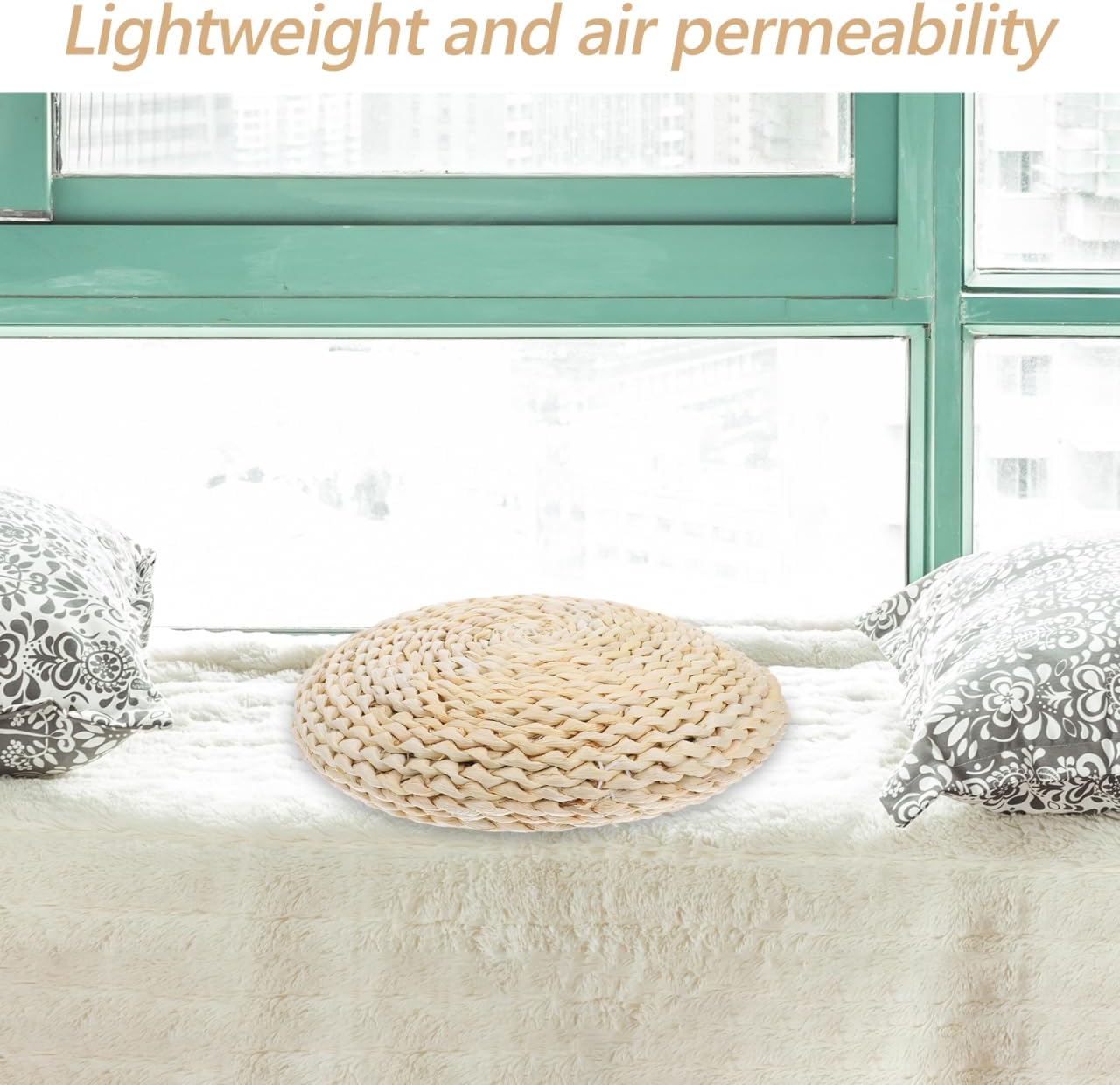 Holibanna 和風装飾 車装飾 ソファ スローピロー ラウンド充填クッション ラウンドフロアマット ヨガ ルームデコレーション