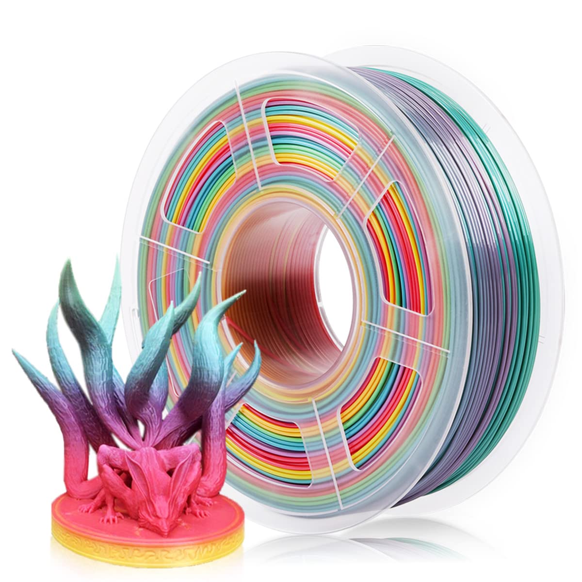 Sunlu PLA Filament 1.75mm, 3D Printer Filament Dimensional Accuracy /- 0.02 mm, 1KG (Rainbow)