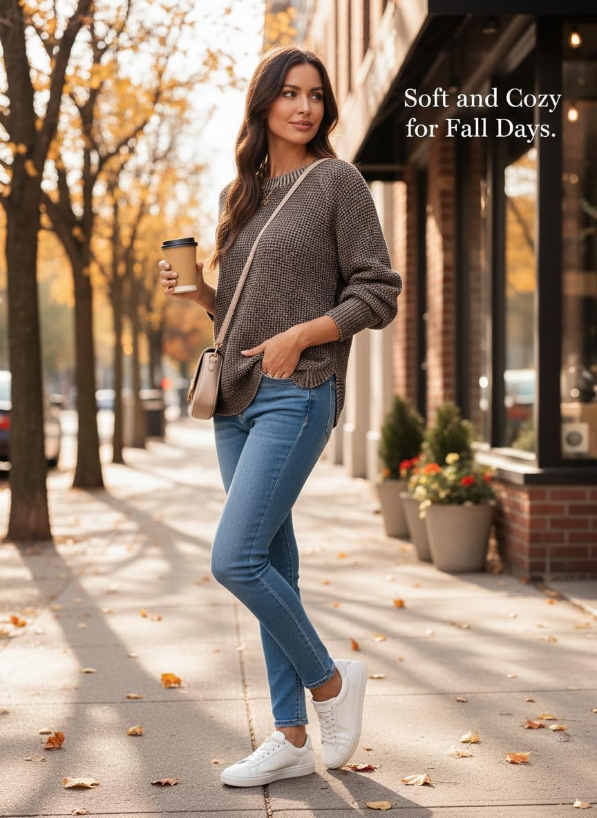 Dokotoo Womens Oversized Cozy Sweaters 2025 Long Sleeve Waffle Knit Casual Chunky Pullover Sweater Winter Clothes - Image 4