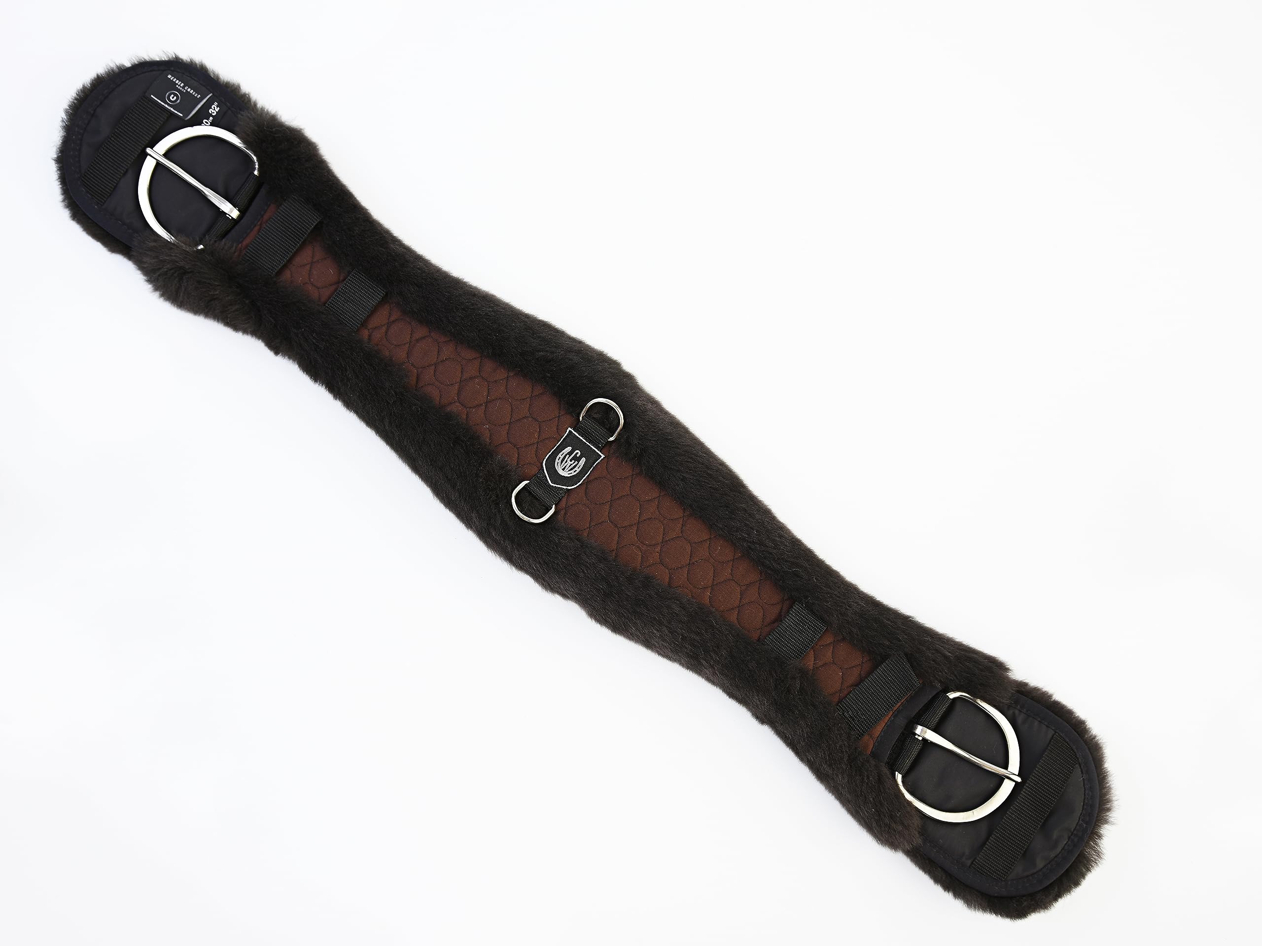 CHRIST Sottopancia Cavallo Western Asimmetrico in Pelle di Agnello Cinghia Anatomica e Corta per Monta Western in Pelle Naturale – Colori Marrone-Marrone, Lunghezze 90 cm
