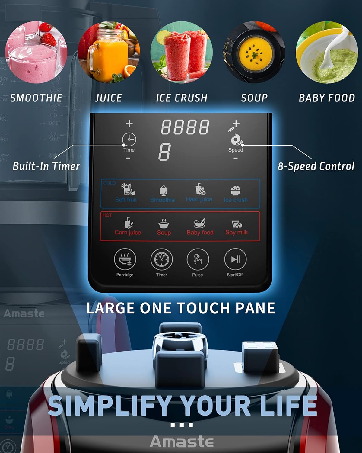 Prоduсt Dеаl Amaste Blender, Blender for kitchen, 1200W High Power Hot and Cold Blender with Timer, Glass Countertop Smoothie Blender 64 OZ for Crushing Ice, Frozen Dessert, Soup, Fish 50% оƒƒ Dіѕсоunt Amaste Blender, Blender for kitchen, 1200W High Power Hot and Cold Blender with Timer, Glass Countertop Smoothie Blender 64 OZ for Crushing Ice, Frozen Dessert, Soup, Fish