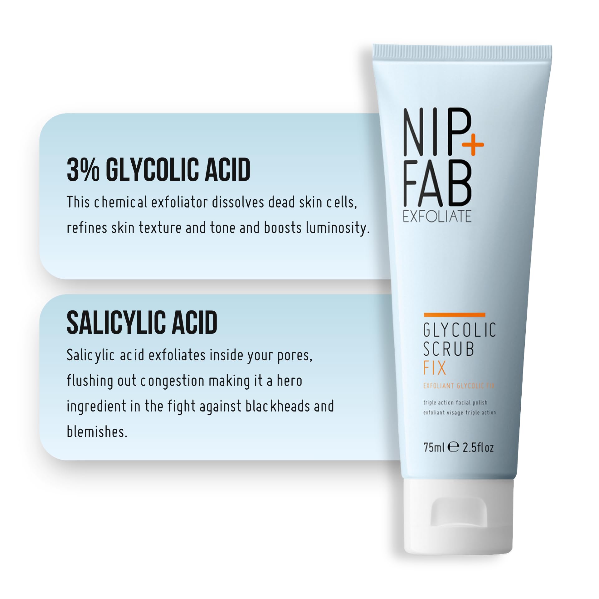 Nip + Fab Glycolic Fix Scrub – Peeling Złuszczający z Kwasem Glikolowym i Salicylowym, Dla Promiennej, Gładkiej i Oczyszczonej Skóry