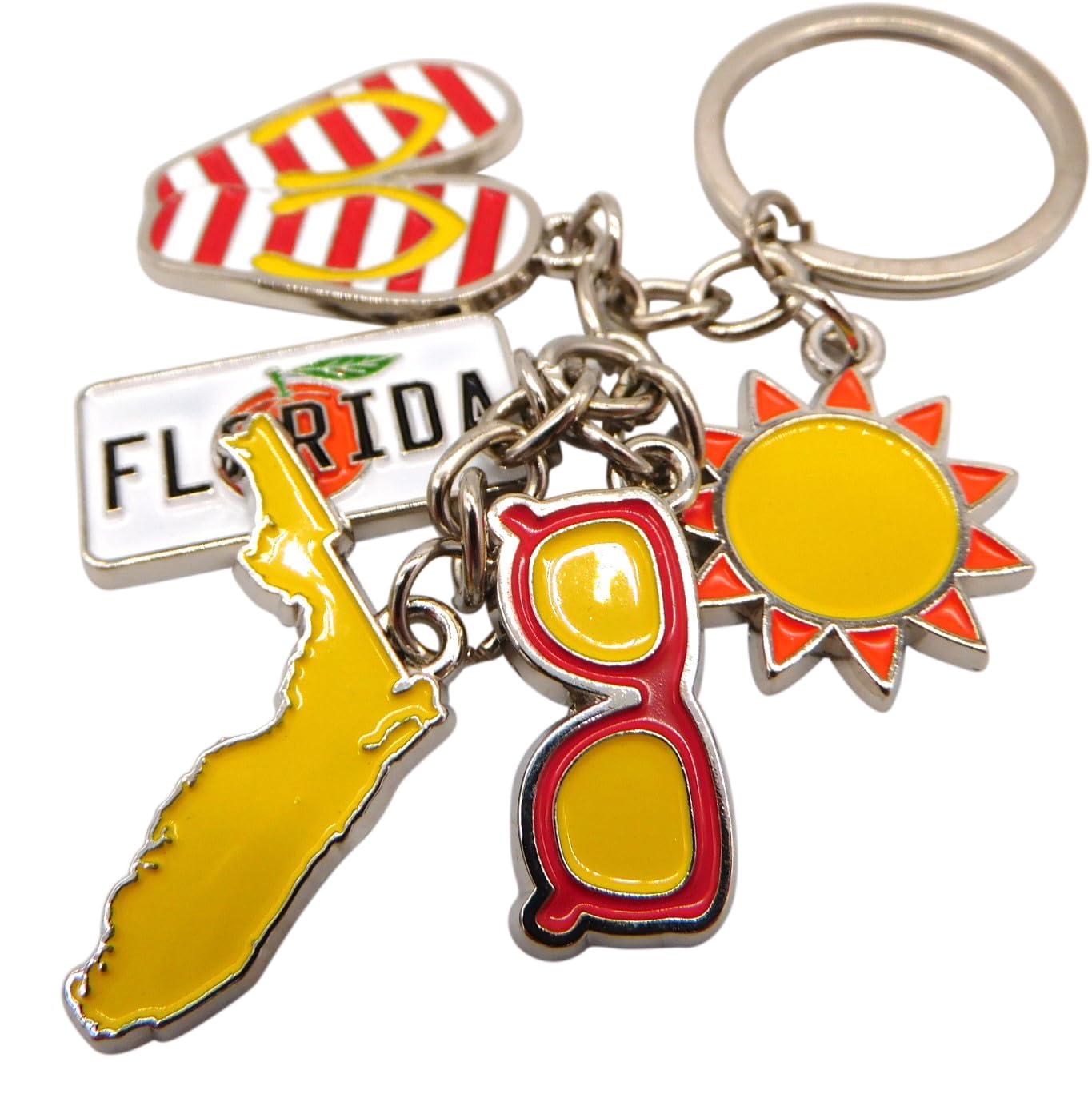 Westmon Works Florida Keychain Sunshine State Shape License Plate and Sunglasses Charms Metal Key Chain Ring Souvenir