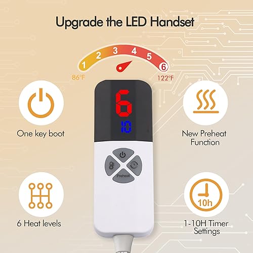 Miniatura 4 de Manta eléctrica tamaño matrimonial  Manta térmica de forro polar coral de 72 x 84 pulgadas con certificación ETL, manta de calentamiento rápido con