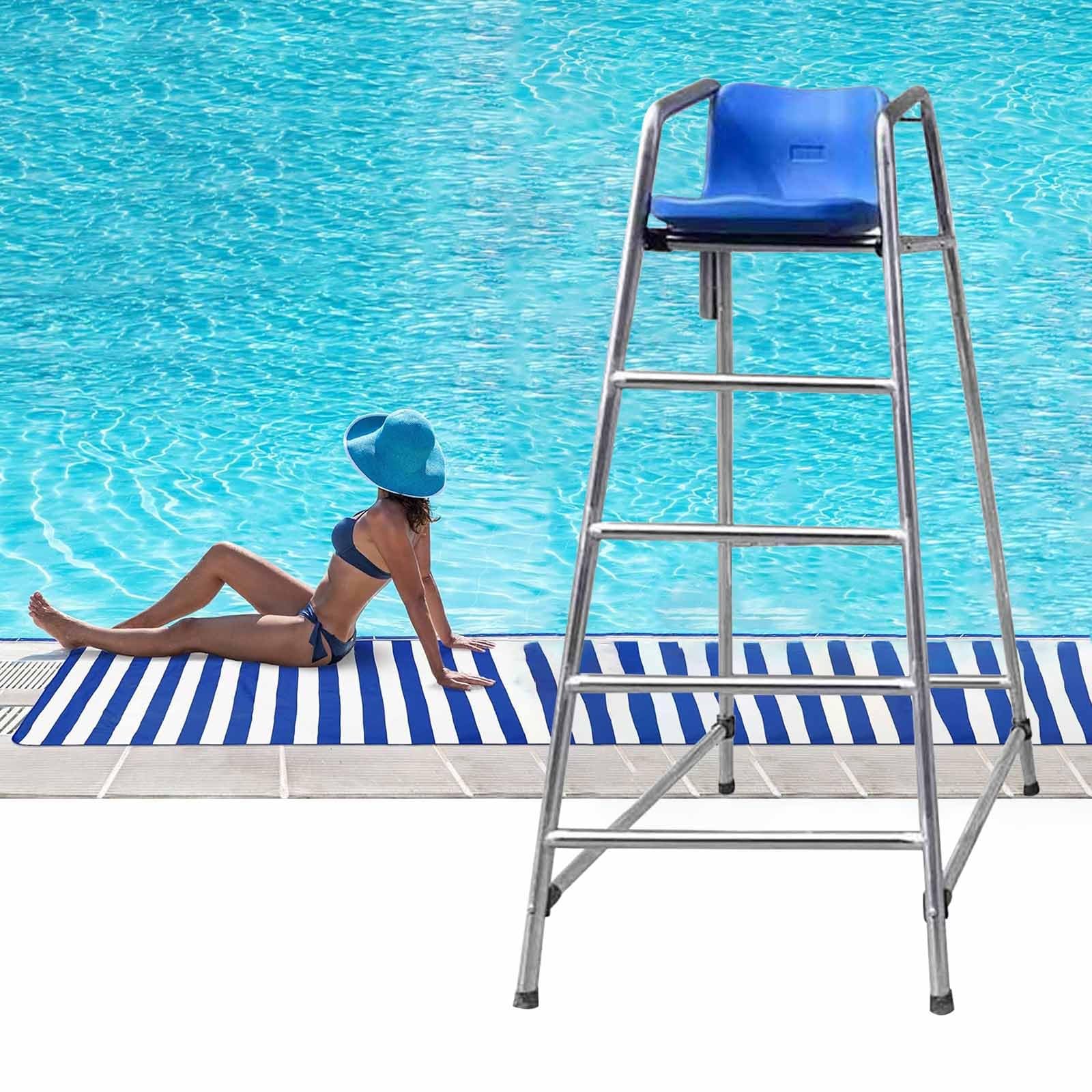 Genérico Escaleras para Piscinas Silla de Salvavidas Acero Inoxidable Observación de socorristas Playa Piscinas Cancha de Tenis Árbitro Socorristas Altos, sillas de socorrista de Piscina de Alta resi