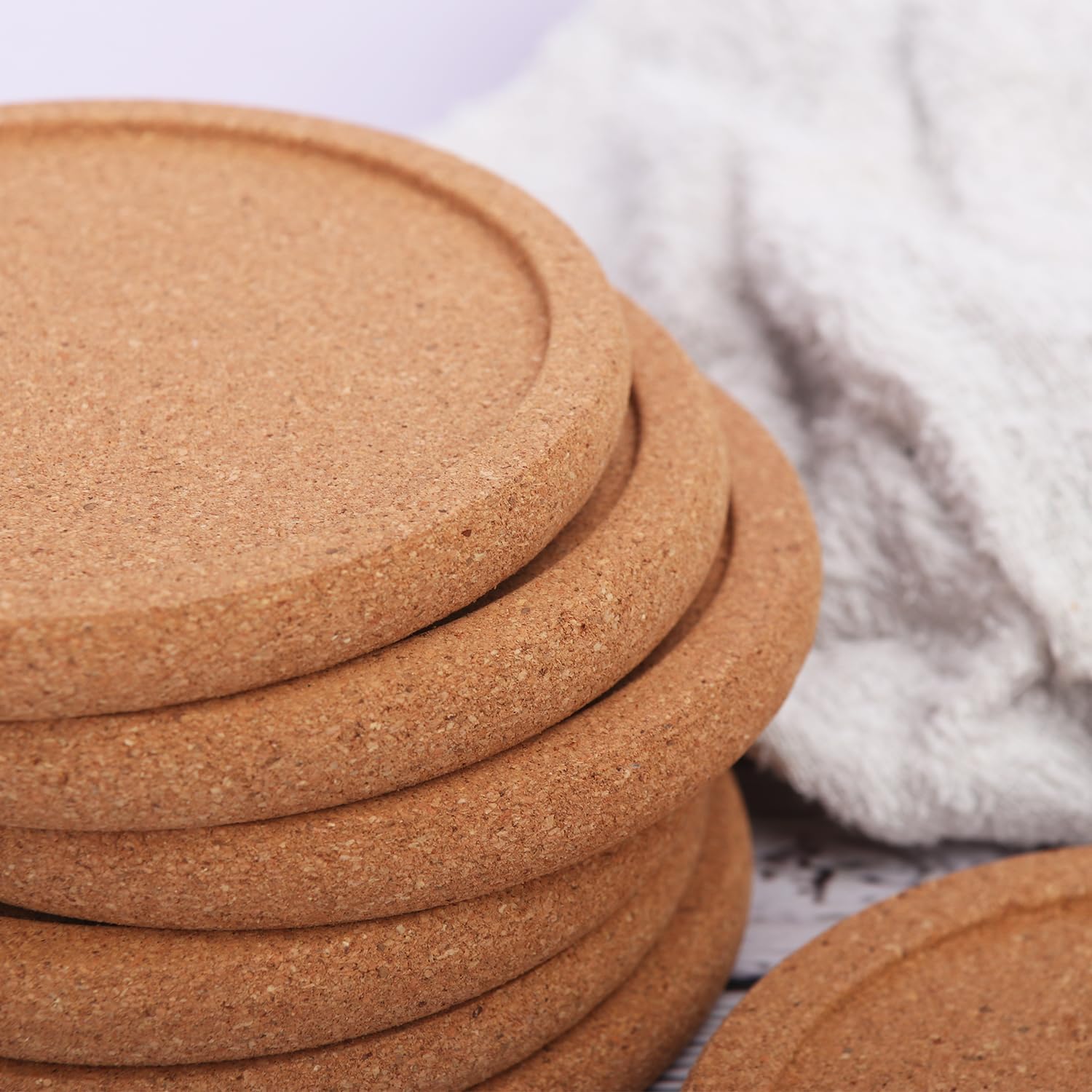 45 Pack 3.93 Inch Round Cork Coasters with Lip, Absorbent Cork Coasters for Drinks for Crafts, DIY Projects Wine Glass, Mug, Coffee Cup, Plants and General Use - Image 3