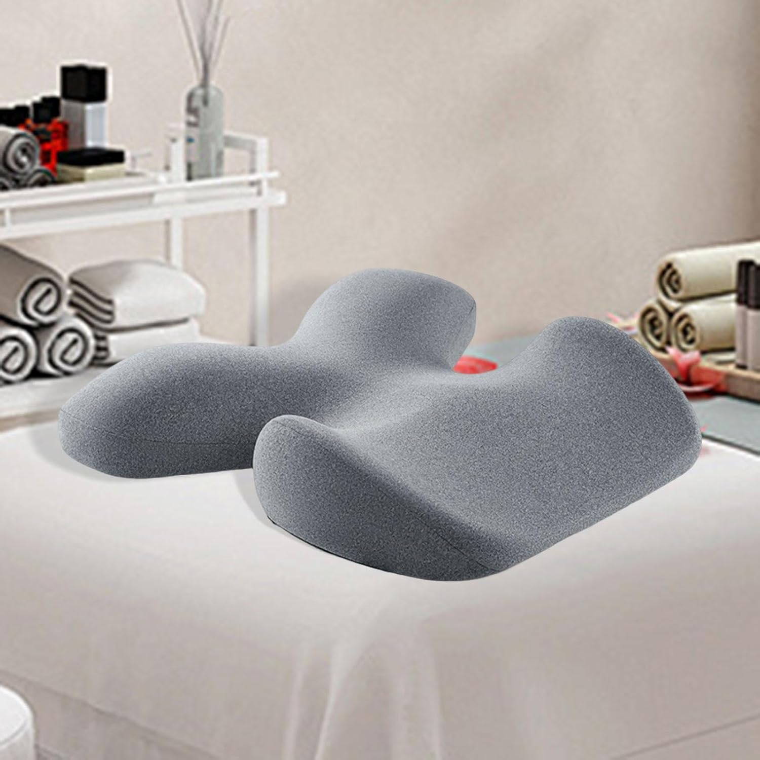 Memory Foam Massage Chest Cushion with Neck Support Pillow for Beauty Salon 15.75x19.69x1.97inch Ergonomic Prone Position Support- Grey