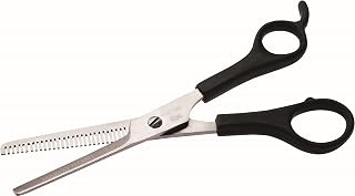 Tesoura Profissional Fio Liso e de Desbastar 6", Cabo Plástico, Aço Inox, 29 Dentes, 1726B, Marco Boni, Preto, 1 Unidade