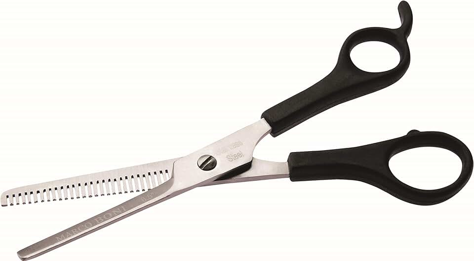 Marco Boni Tesoura Profissional Fio Liso E De Desbastar 6'' Cabo Plástico Aço Inox 29 Dentes 1726B Preto 1 Unidade