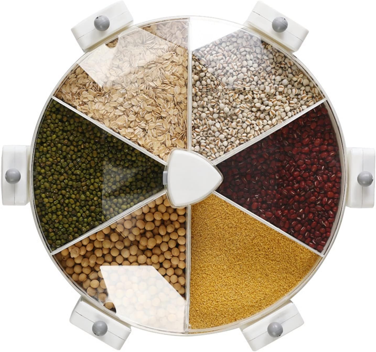 Cereal Containers Household Grain Storage Box Wall-Mounted Punch-Free Moisture-Proof Rice Bucket Rotary Compartment