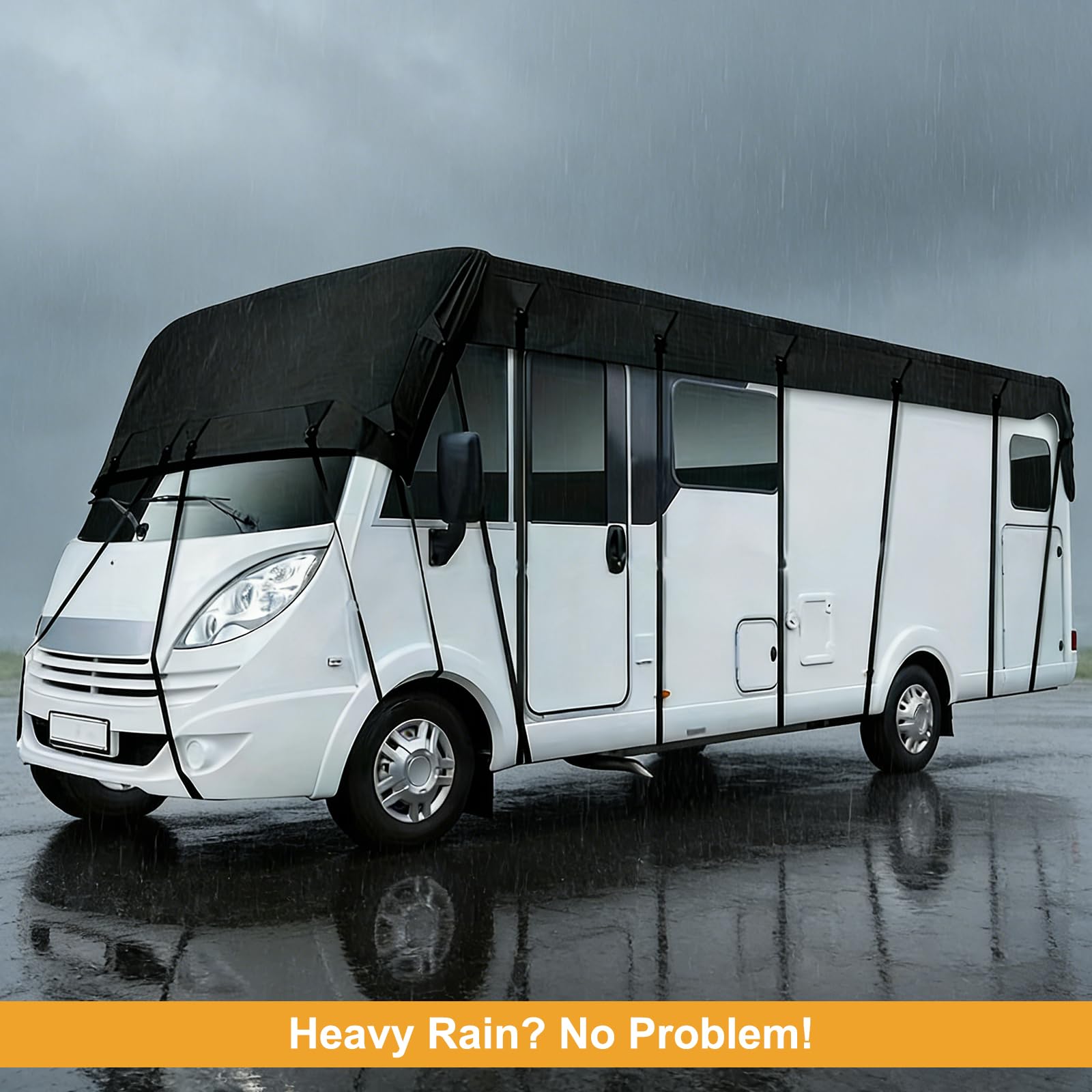 Wohnwagen Abdeckung, 210d Oxford Gewebe Wohnwagenplane, wasserdichte, Wind- und SchneegeschüTzte Wohnwagen SchutzhüLle, Uv Protector Abdeckplane mit Festband für Verschiedener Wohnmobile (8.5x3m)