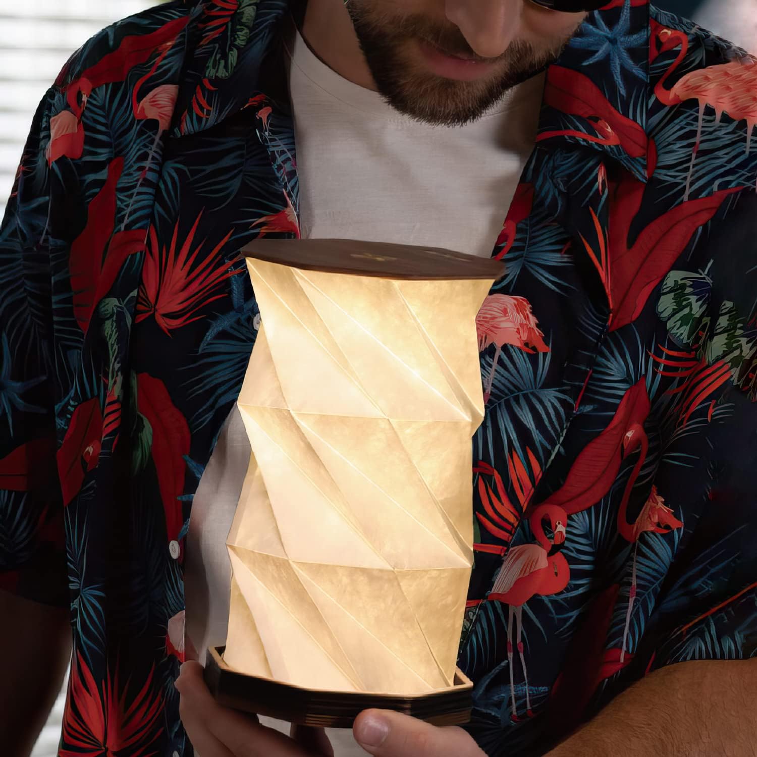 Ps&Fj LED Rotating Book Light ABS Wood & Paper Lamp Portable USB Rechargeable (Wood)