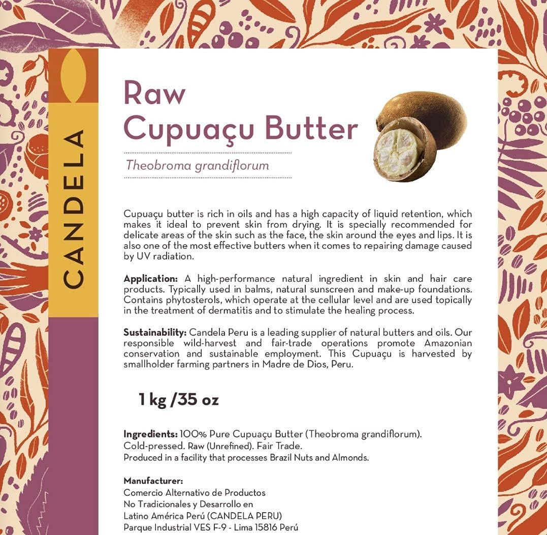 Candela 1kg (2.2lbs) Raw Cupuaçu Butter. 100% Pure. Fair Trade Peru.