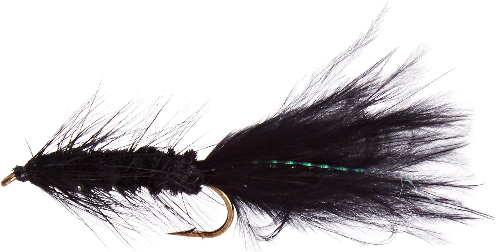 Wooly Bugger Black Assortment 1 Dozen Trout Fishing Flies Pack of 12