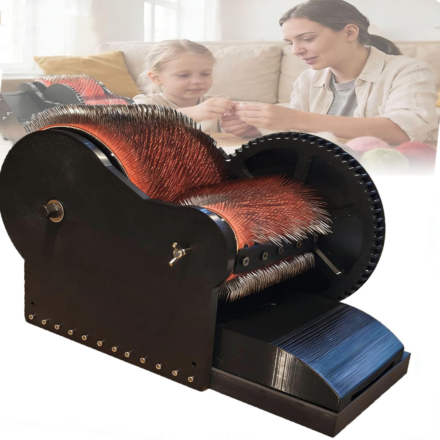 ToayNia Wool Fiber Drum Carding Machine,Electric Wool Carding Machine,50W Wool Felt Drum Carder,Fast Color Mixing, Combing, Spinning,with 2 Foot Pedal