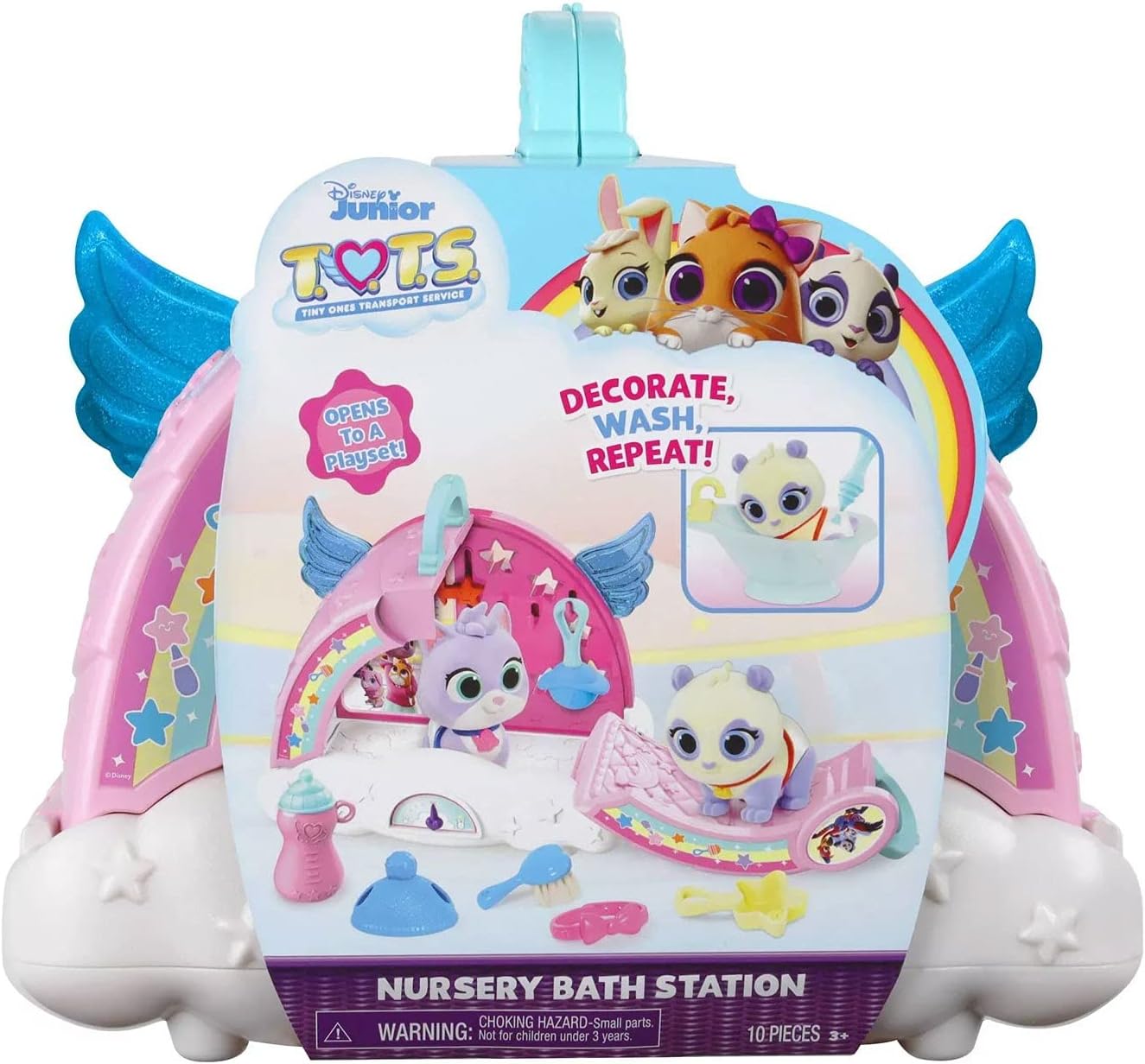 Disney Junior T.O.T.S. Nursery Bath Station, 10-pieces, Pretend Play, Kids Toys for Ages 3 Up by Just Play