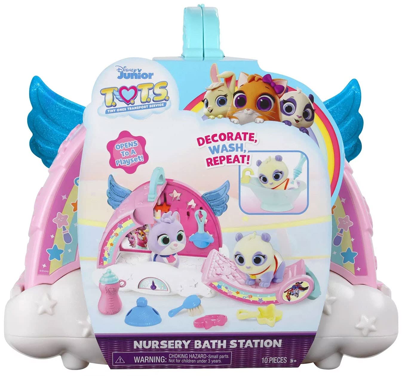 Disney Junior T.O.T.S. Nursery Bath Station, 10-pieces, Pretend Play, Kids Toys for Ages 3 Up by Just Play