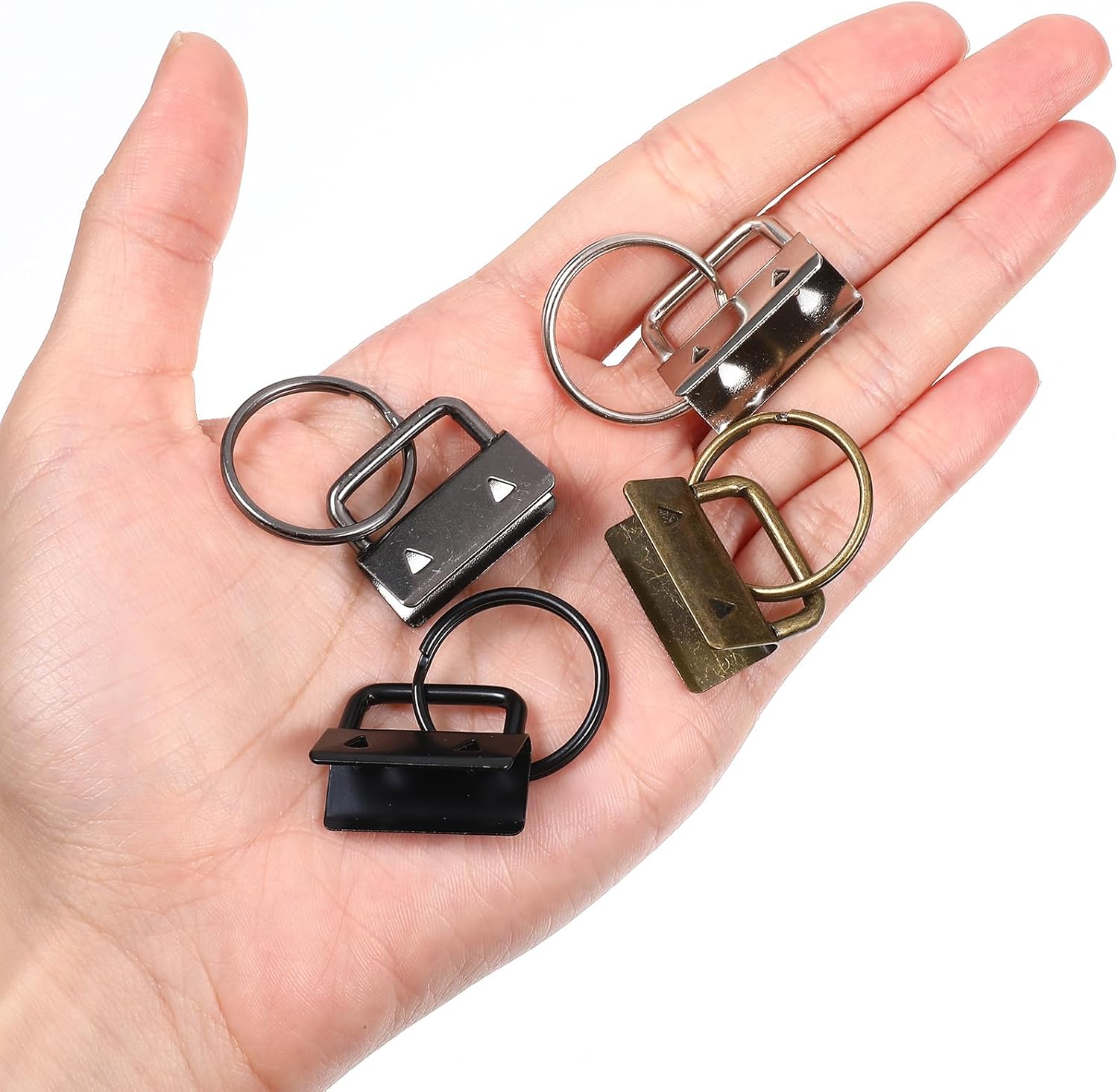 80 Pcs Key Fob Hardware,1 Inch Keychain Hardware Set with Split Ring for Wristlet, Key Lanyard, Keychain Making Kit Crafts DIY Supplies for Gifts (4 Colors)