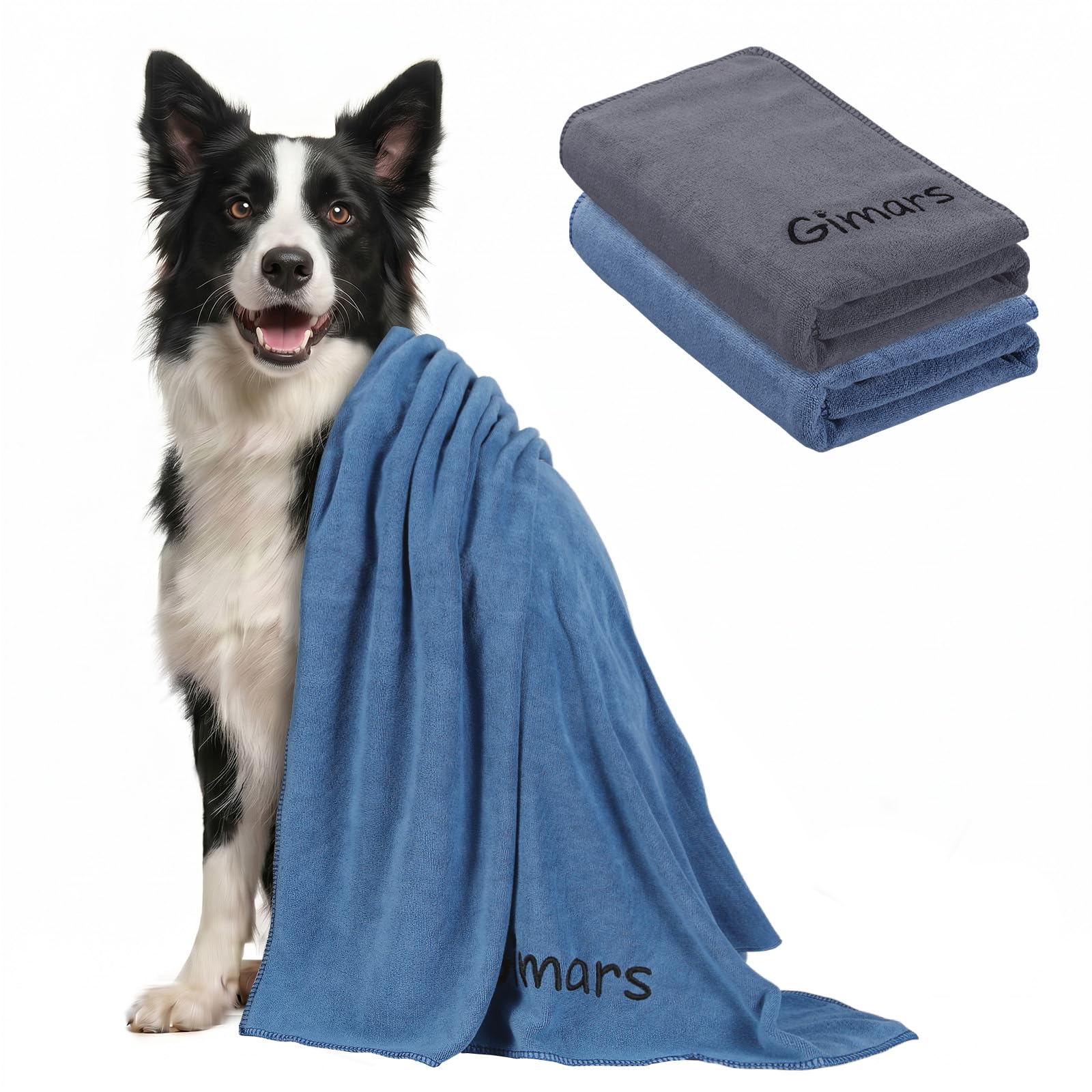 Gimars Super Absorbent Dog Towel, Microfibre Dog Drying Towel for Faster Drying, Soft Quick Dry Pet Towel, 2 Pack, 100 x 50 cm