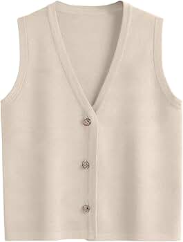 トップス CRISTASEYA BUTTON DOWN VEST New Day Cabled Button-Down Vest Womens Large Knit Stretch