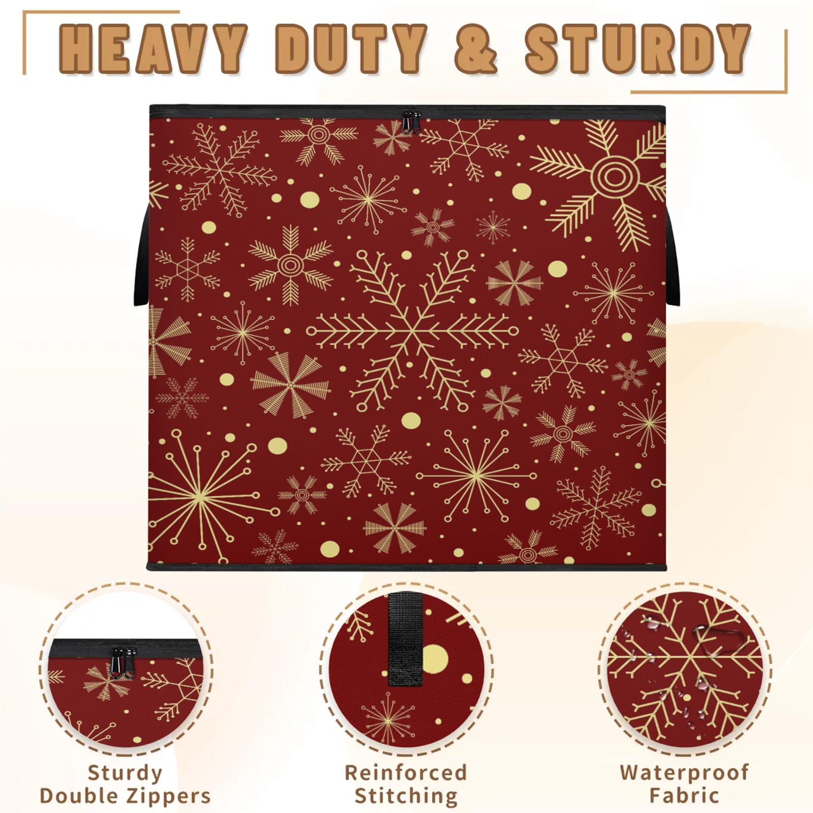 Bolsas de almacenamiento grandes de Navidad con cremalleras y asas, caja de almacenamiento plegable de copos de nieve de Navidad, contenedor de almacenamiento, organizador de mantas, contenedores de