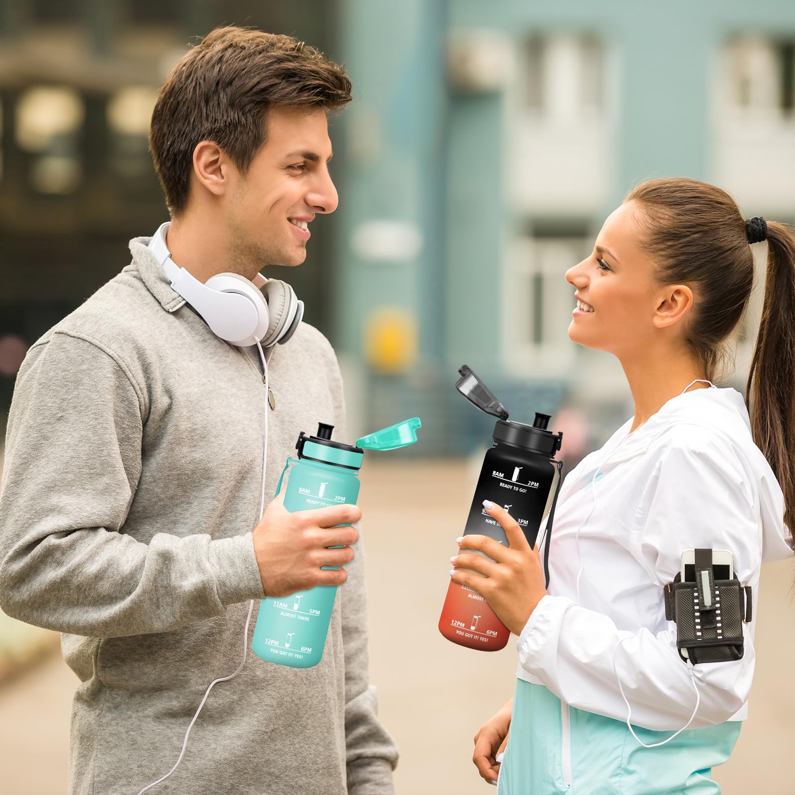 Motswedi Borraccia 1 litro,Riutilizzabile, Borraccia Motivazionale, a Prova di Perdite, Bottiglia Acqua, Senza BPA, Borracce, per Sport, Ciclismo, Palestra, Ufficio, Running, Nero Rosso