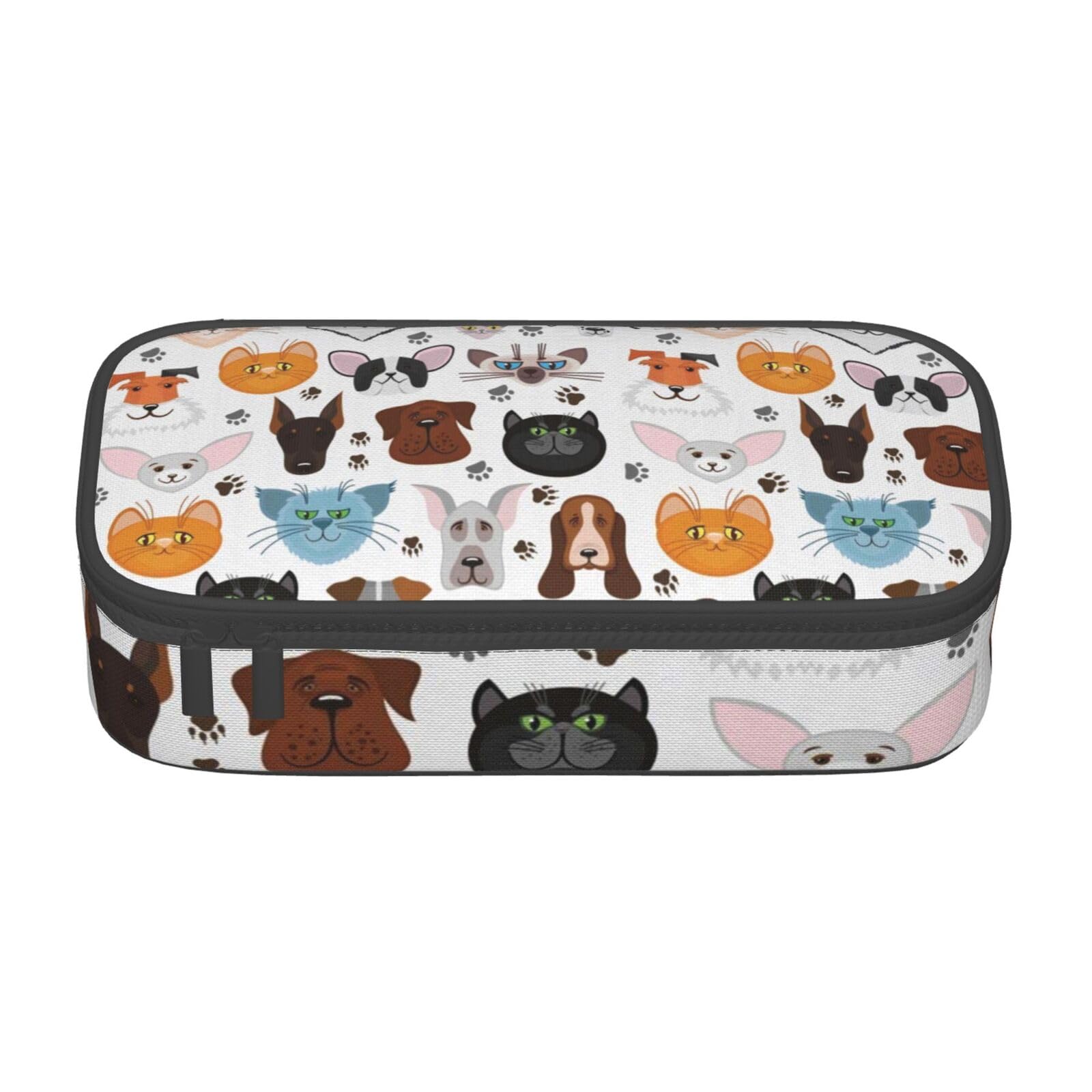 AABSTBFM Cartoon Cat and Dog Printed Pencil Case Cute High Capacity Pen Pencil Pouch Bag with Zipper - Versatile and Durable for School, Office, and Travel