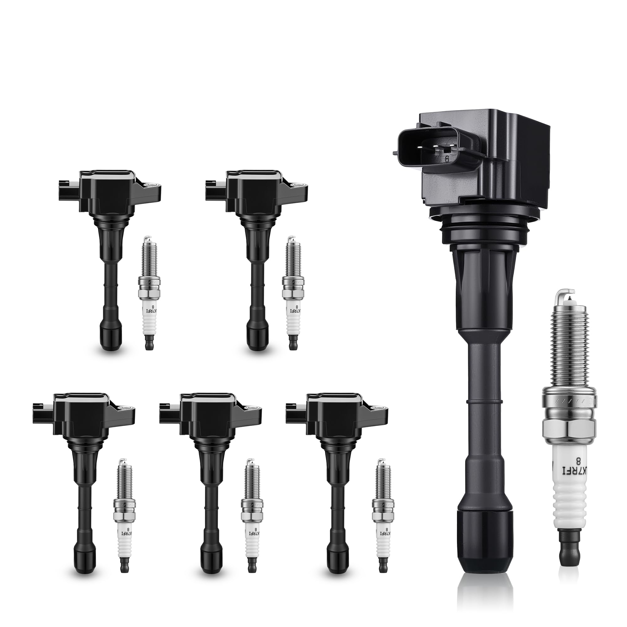 UF-550 Set of 6 Ignition Coils and Iridium Spark Plugs Compatible with Infiniti Q50, Q70, QX60, G35, FX35 & Nissan Altima, 350Z, Maxima, Murano, Pathfinder, V6 3.5L