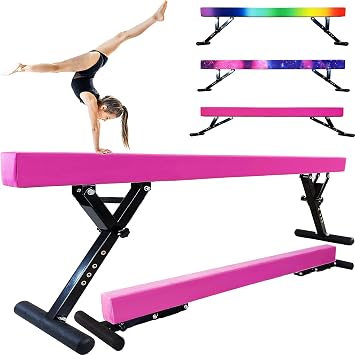Seliyoo Adjustable Balance Beam,8FT Gymnastic Beam for Kids Adjustable Height Kids Gymnastics Equipment for Home Gym, Anti-Slip Legs,Competition Athletes Practice Indoor Outdoor