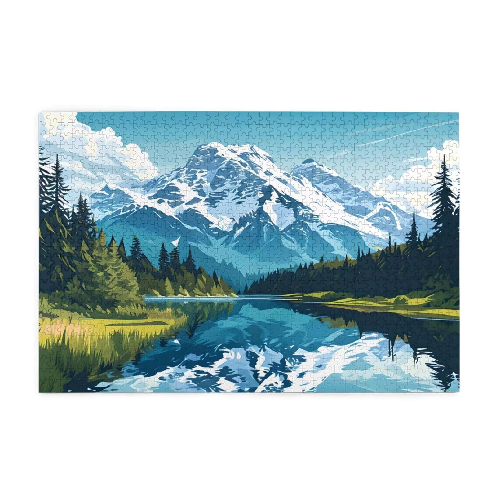 Puzzles Paisaje 1000 Adultos, Puzzle Montaña con Cajas y Cartel, Juego Clásico de Puzzle Arte para Entretenimiento Adultos, Regalos de Decoración del Hogar para Pasatiempos Creativos de Mujeres 2T-10