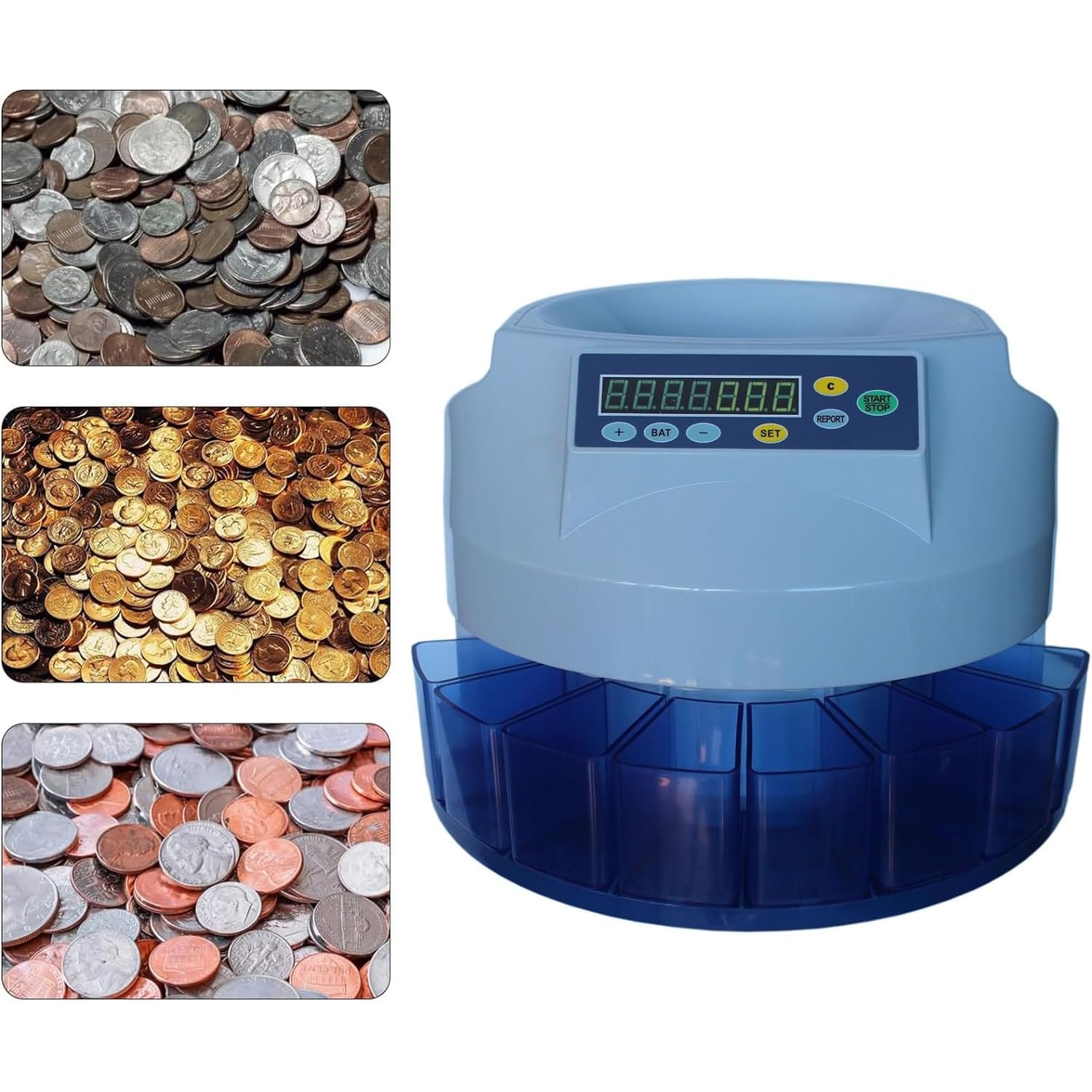 Macchina selezionatrice di monete, contatore di monete elettrico con display, 200 monete/min, autocontrollo dei guasti, design durevole, smistamento preimpostato per aziende e supermercati