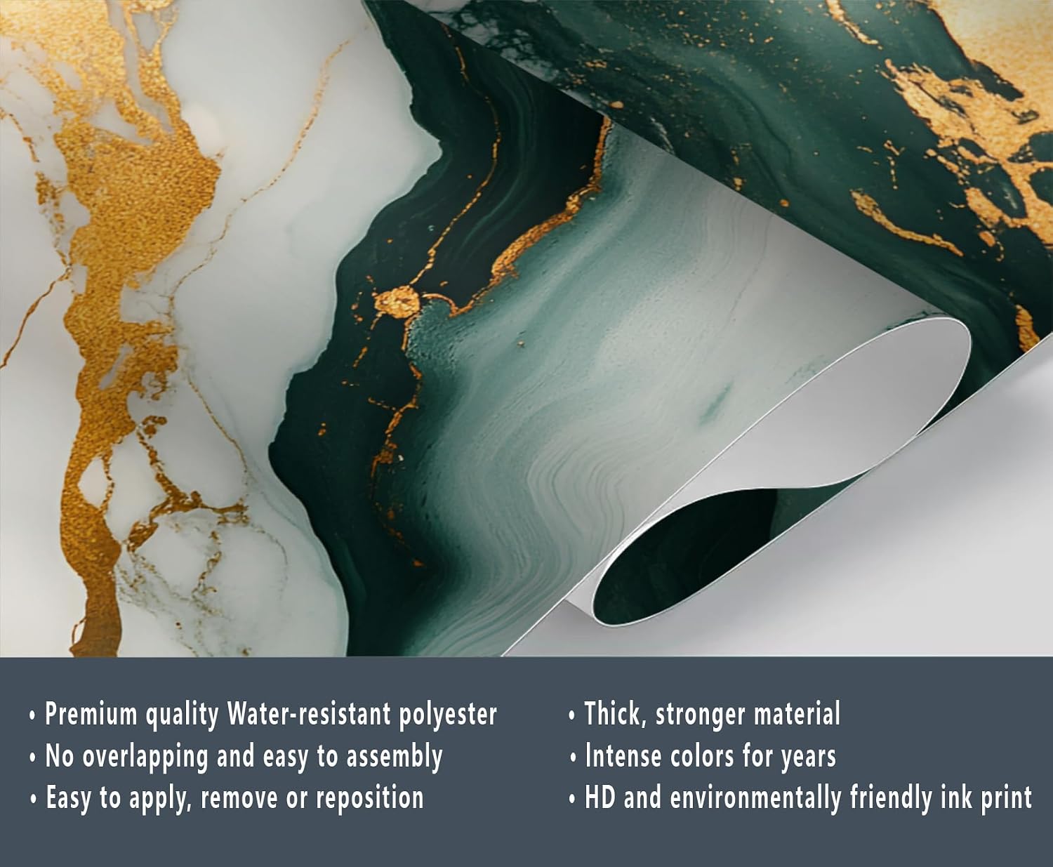 Marble Wallpaper, Emerald Green Mural & Home Decor, Fluid Marble Wallpaper for Living Room Bedroom 3D Murals (Not Peel and Stick)
