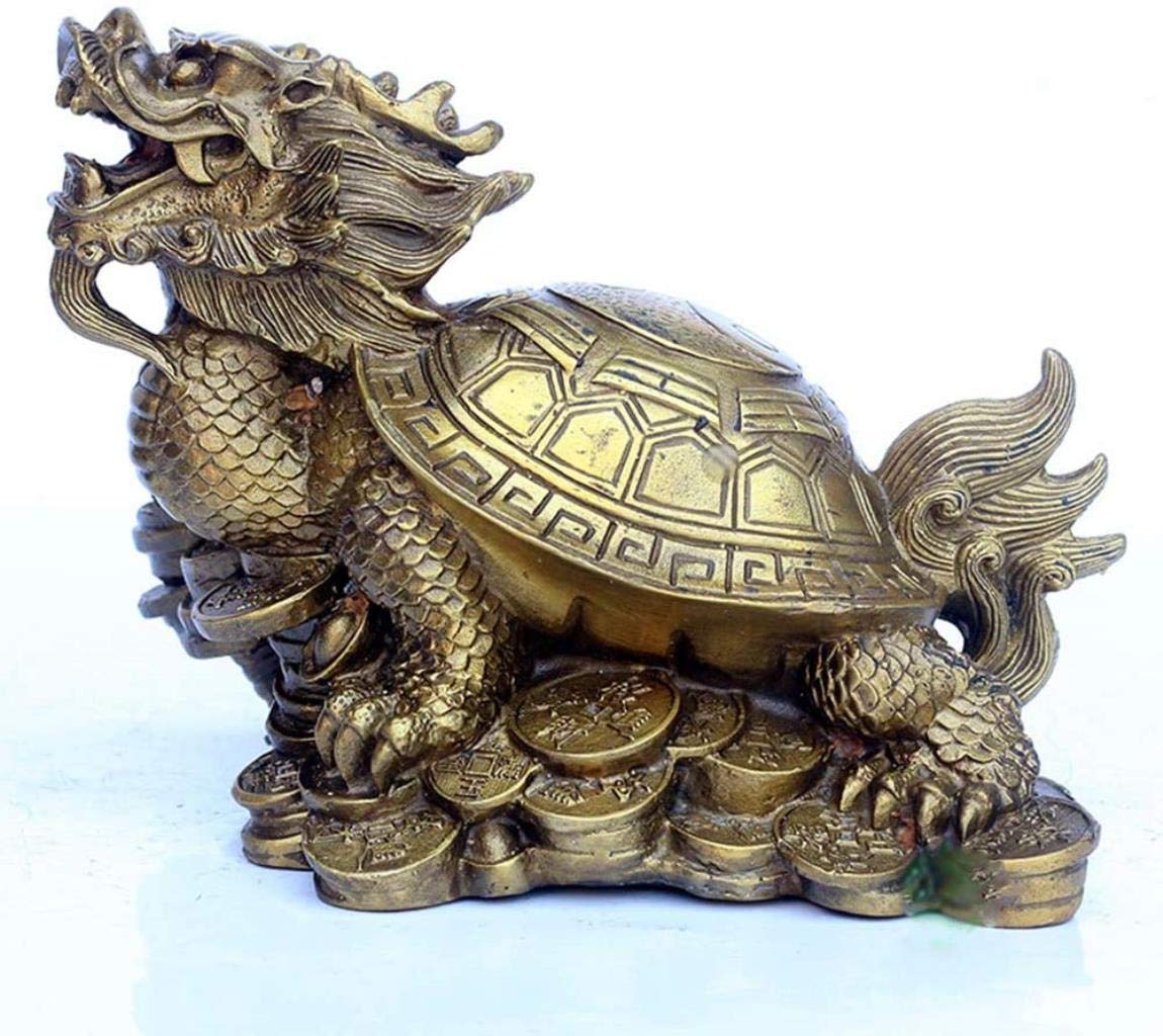 YNIYUJKL Feng Shui Ornaments Dragon Turtle Statue Decoration, Pure Copper Gossip Dragon Turtle Statue Sculpture Ornaments,19Cm,10 Cm-A