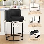 LUE BONA 26.8" Tabourets de comptoir de hauteur de bar 2, 180° Tabourets à barres pivotantes, Tabouret à barres modernes avec cadre en dos et en métal, Barstoles en cuir faux rembourrés pour l'île de la cuisine, noir