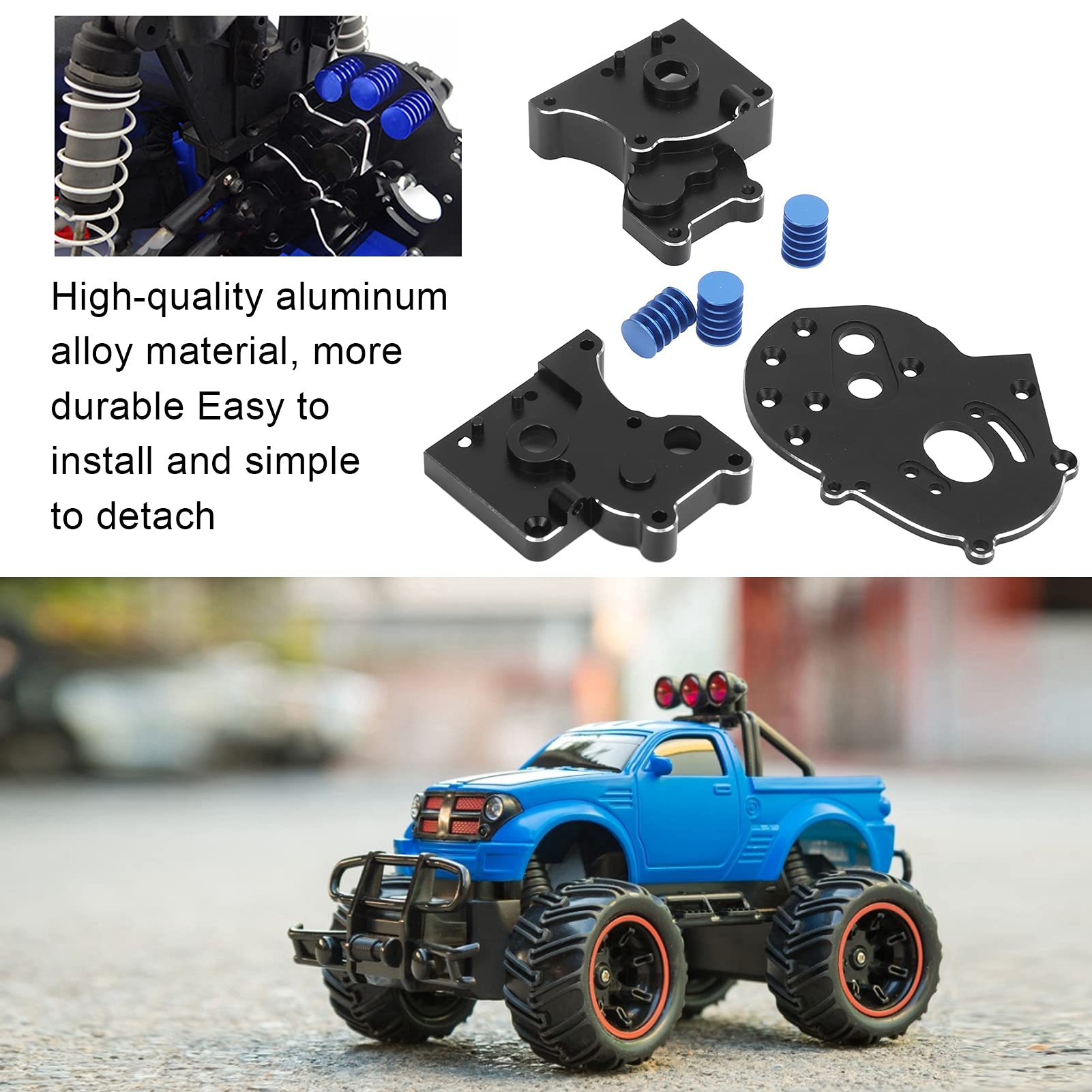Zestaw skrzyni biegów ze stopu aluminium wymiana skrzynki skrzyni biegów pokrywa dla Traxxas Slash 2WD RC samochód czarny 82g 3 sztuki