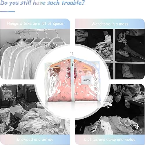 Miniatura 7 de Juego de bolsas transparentes para ropa para viajes, danza, bolsas de ropa para bailarines, bolsas de ropa para colgar ropa, con 6 bolsas medianas