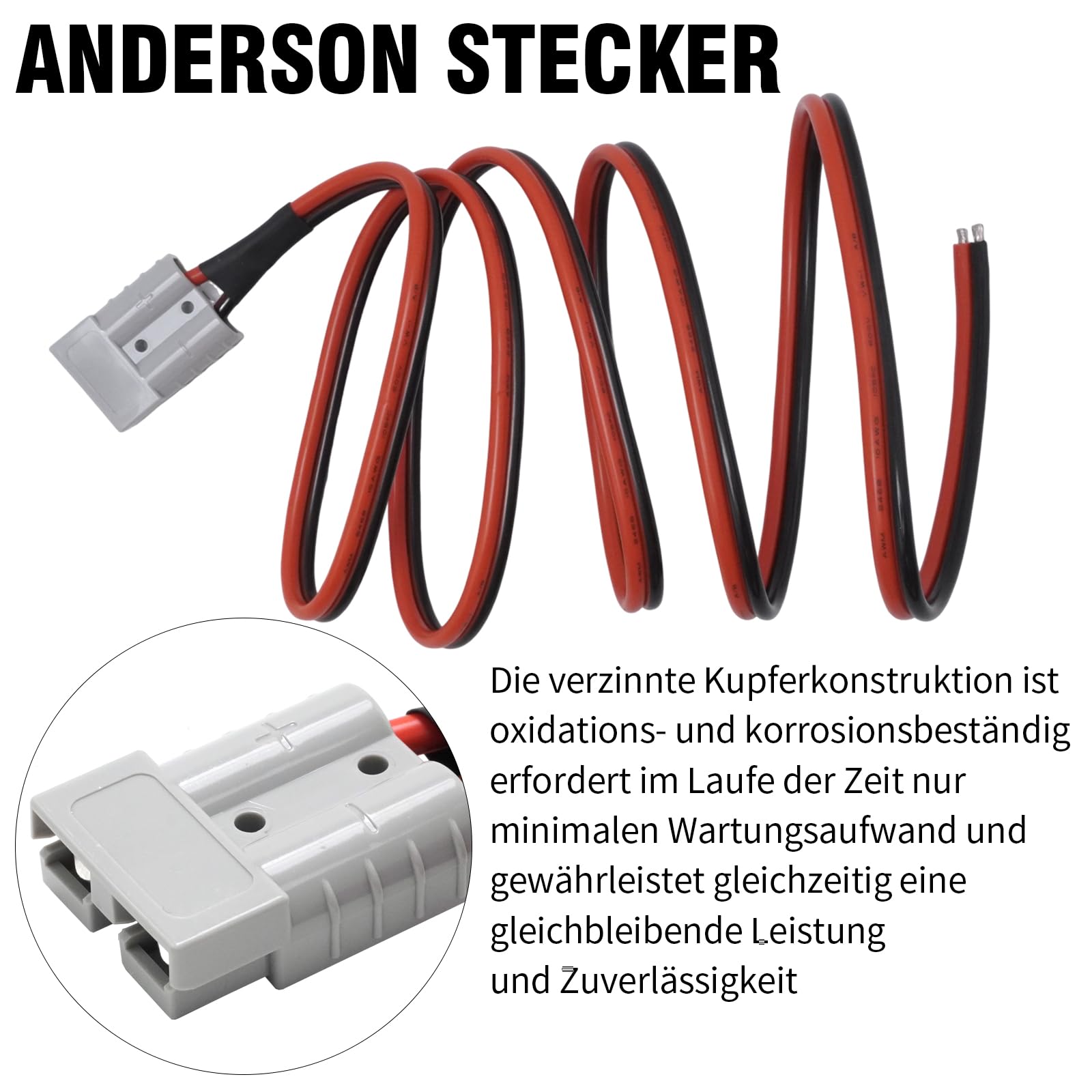 Hoypeyfiy Anderson Stecker Set mit 3m 10AWG Kabel, 50A Schnellverbinder für Lithium Batterie, Solar, Audio, Extra Reichweite für Ihre Anwendung (3 m)