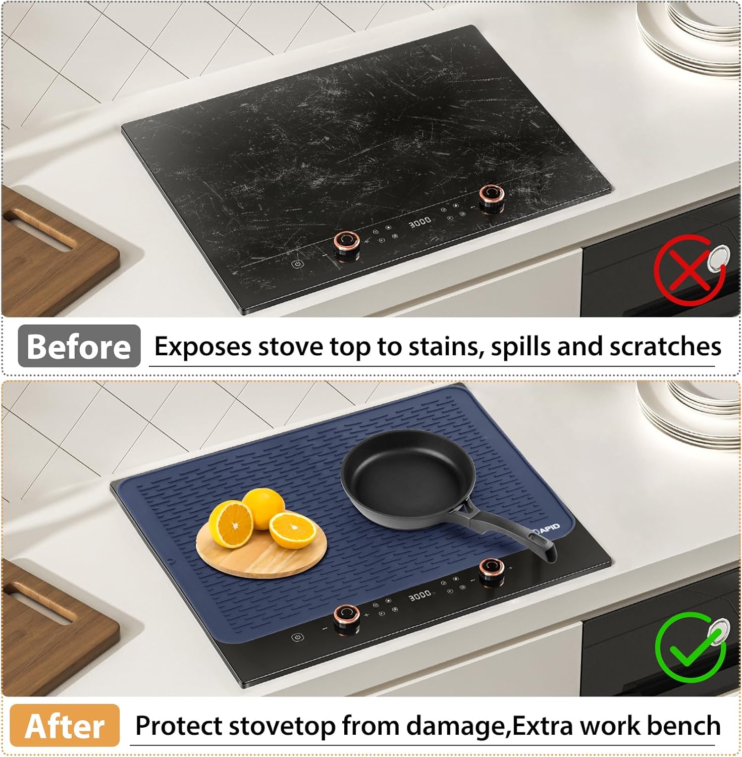 Extra Lar Silicone Dish Drying Mat for Dish Drying Ra, Easy Clean